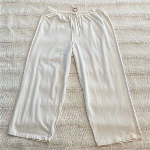Hot cotton white stitch sweats Cream Wide-Leg jogger track Pants resort wear XL